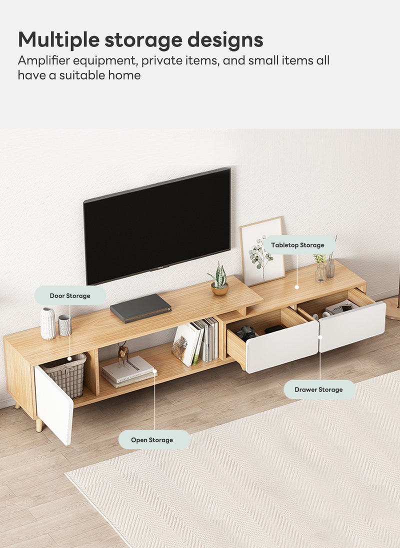 Sharpdo Modern Simple Solid Wood Leg Coffee Table TV Cabinet Storage Cabinet Combination, Retractable, Suitable for Living Room and Bedroom - Image 5