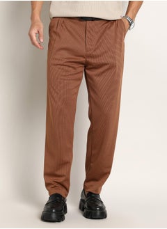 Campus Sutra Men's Russet Brown Micro-Check Chino Trousers  - Image 2
