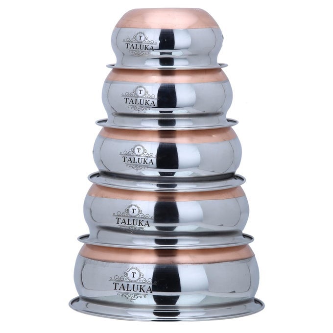 STAINLESS STEEL COPPER BOTTOM HANDI POT MULTICOLOR 5 PIECE