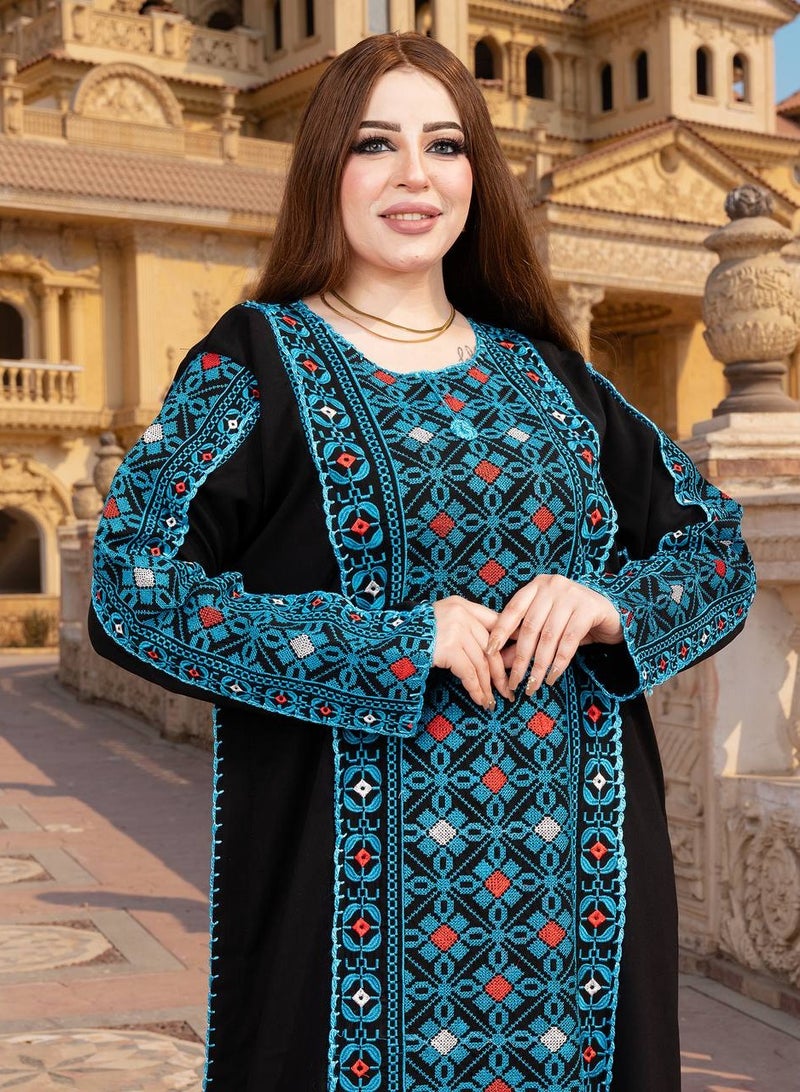 برايدس جلابية فاخرة مطرزة بتصميم تراثي أنيق معى طرحة A-468 - Image 1