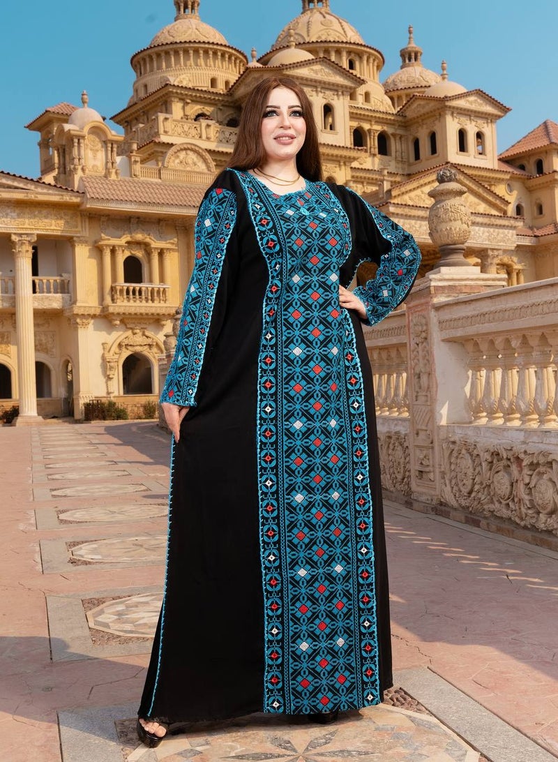 برايدس جلابية فاخرة مطرزة بتصميم تراثي أنيق معى طرحة A-468 - Image 3