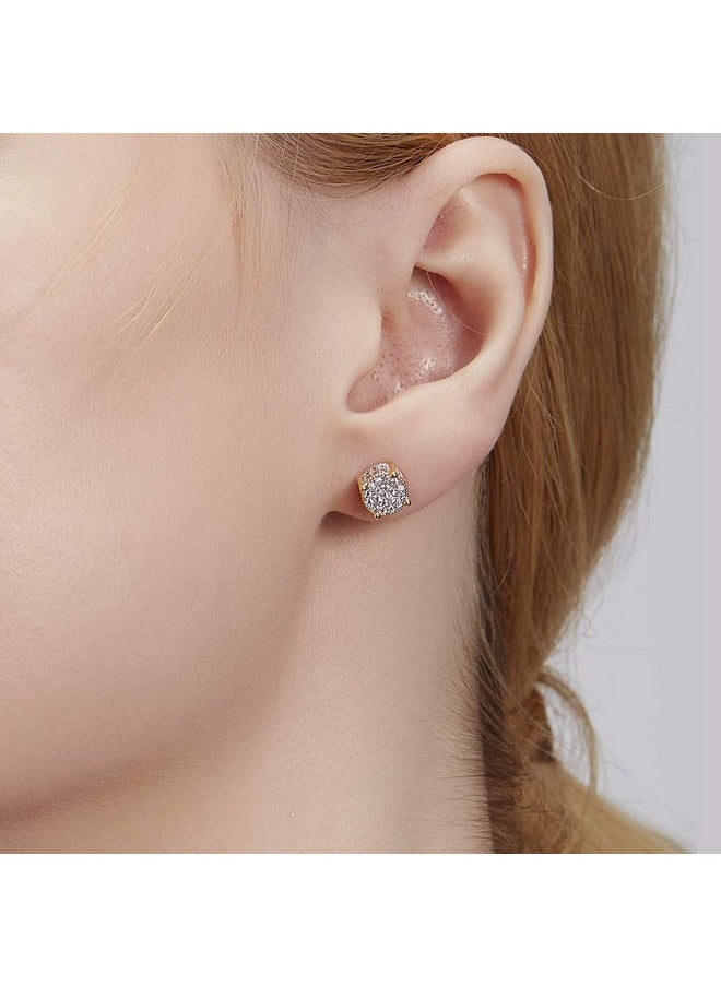 Senteria Iced Out Cubic Zirconia Screw Back 18k Gold Plated Round Stud Earrings For Men Women Hypoallergenic Earring Aretes Ee Hombre Micropave Hip Hop Jewelry SENTERIA  - Image 5