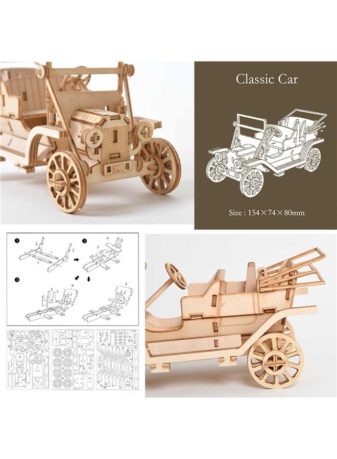 3D Wooden Puzzles Model Kits for Adults  Teens to Build - DIY Model Crafts Kit for Painting,  (Vintage Car) - Image 2