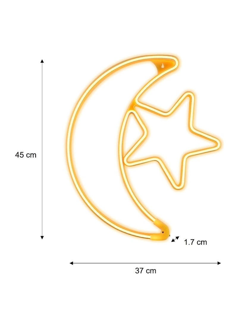 HILALFUL Decorative Moon Star LED Light - Medium | Living Room, Bedroom, Indoor, Outdoor | Waterproof Light Décor | Home Decoration in Ramadan, Eid | Islamic Gift | Warm White Light | 1.5m Cable - pzsku/Z9FB2B26B29D0C7404746Z/45/_/1689252982/762a4861-16b9-44d2-a91b-3233647e7c89