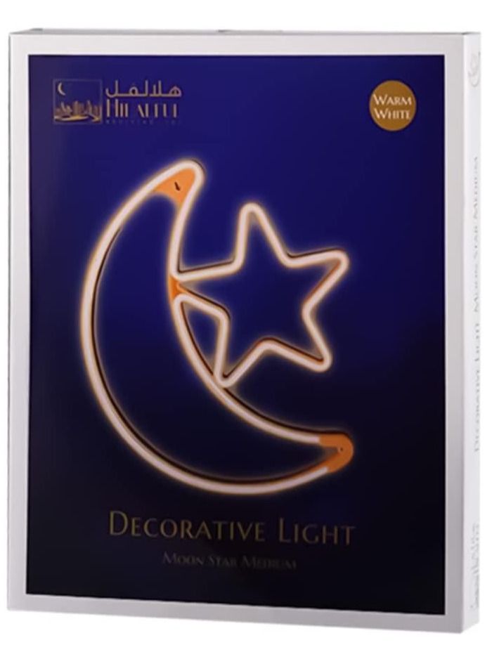 Hilalful HILALFUL Decorative Moon Star LED Light - Medium | Living Room, Bedroom, Indoor, Outdoor | Waterproof Light Décor | Home Decoration in Ramadan, Eid | Islamic Gift | Warm White Light | 1.5m Cable - Image 2