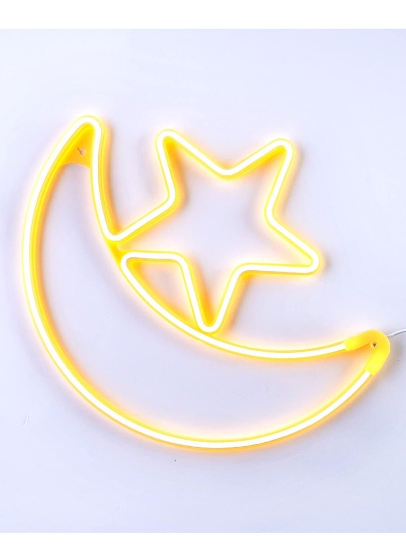 HILALFUL Decorative Moon Star LED Light - Medium | Living Room, Bedroom, Indoor, Outdoor | Waterproof Light Décor | Home Decoration in Ramadan, Eid | Islamic Gift | Warm White Light | 1.5m Cable - pzsku/Z9FB2B26B29D0C7404746Z/45/_/1689252991/977fd719-6316-4ede-8ec6-43fd684a6a58