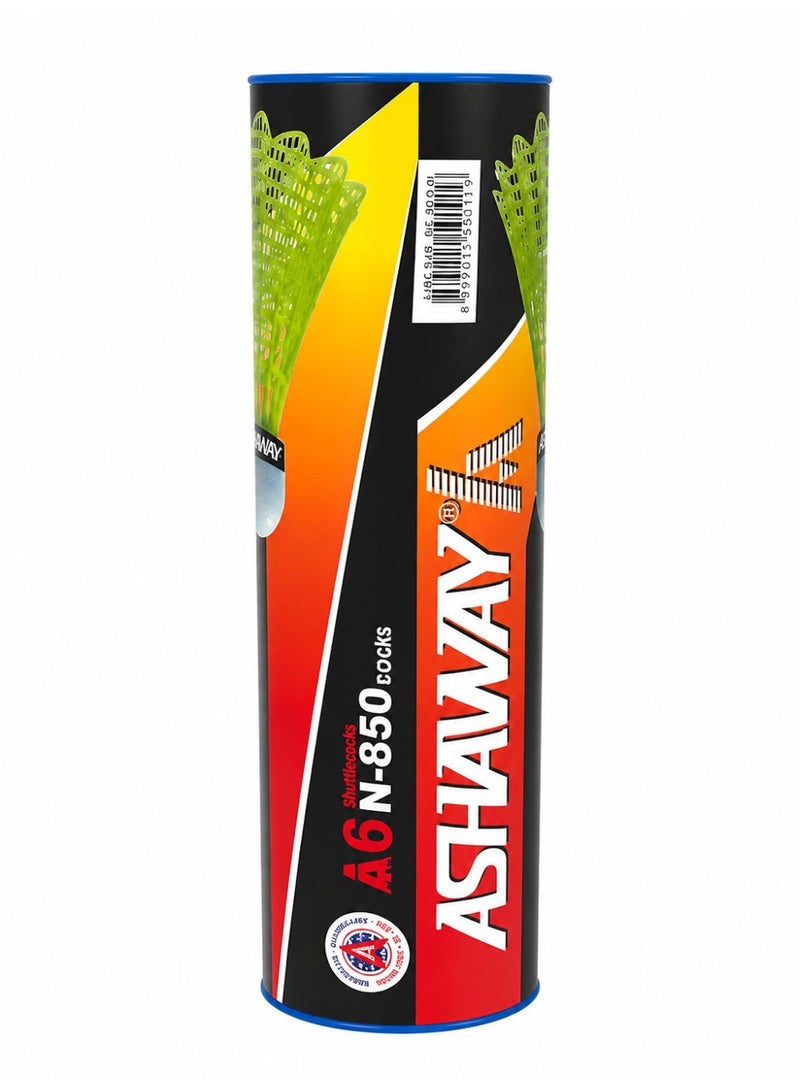 Ashaway A6 N-850 Professional Nylon Shuttlecock Green Medium Speed Pack of 6 - Image 2