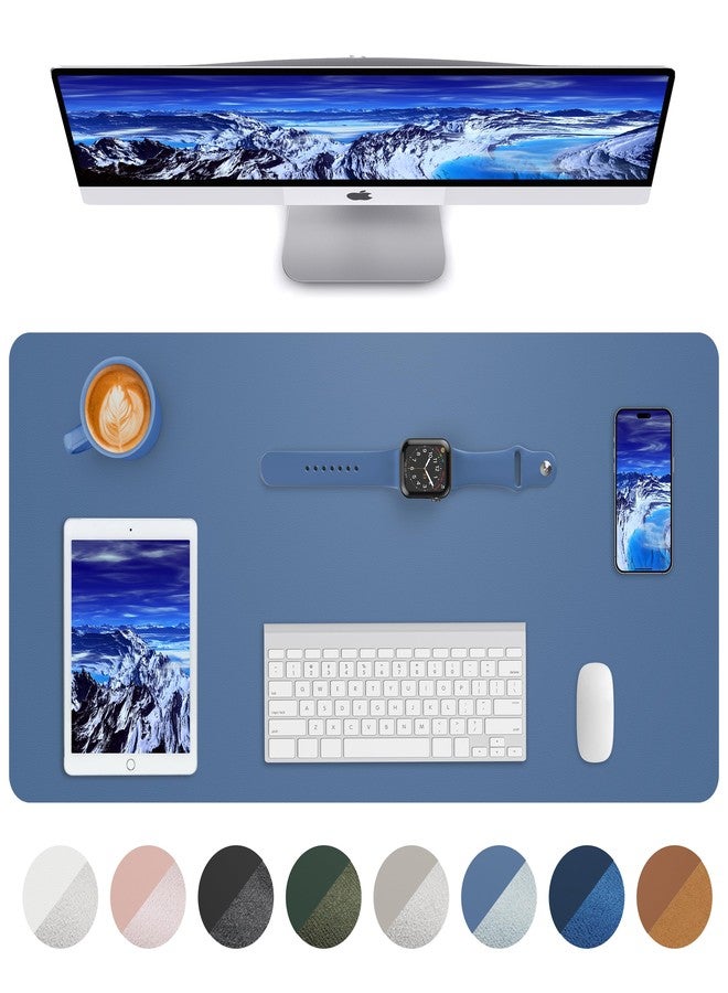 AFIING Leather Desk Pad Blotter,Mouse Pad,Office Desk Mat, Non-Slip PU Leather Desk mat,Large Desk mat,Waterproof Keyboard mat for Office/Home/Decor (Grey Blue,23.6" x 13") - Image 1