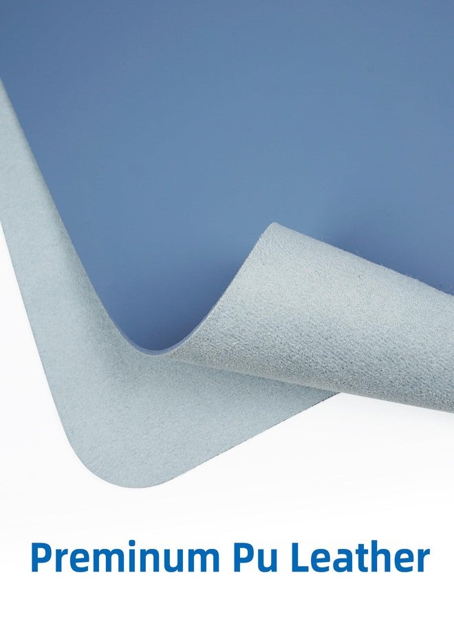 AFIING Leather Desk Pad Blotter,Mouse Pad,Office Desk Mat, Non-Slip PU Leather Desk mat,Large Desk mat,Waterproof Keyboard mat for Office/Home/Decor (Grey Blue,23.6" x 13") - Image 2