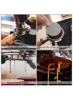 SAVITA 2Pcs Sturdy Espresso Puck Screen, 58mm and 53.5mm Stainless Steel Espresso Puck Screen Sliver Thickened Reusable Puck Screen Espresso for Espresso Machine Home Office Coffee Shop(100um)  - Image 1