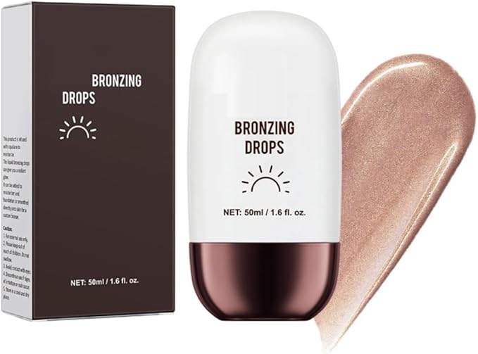 KARLOR 50ml Liquid Bronzer Highlighter Glow Creamy Highlight Makeup Face Shimmer Drops Illuminator Contour Radiance for Face and Body 03bronze 50ml - Image 1