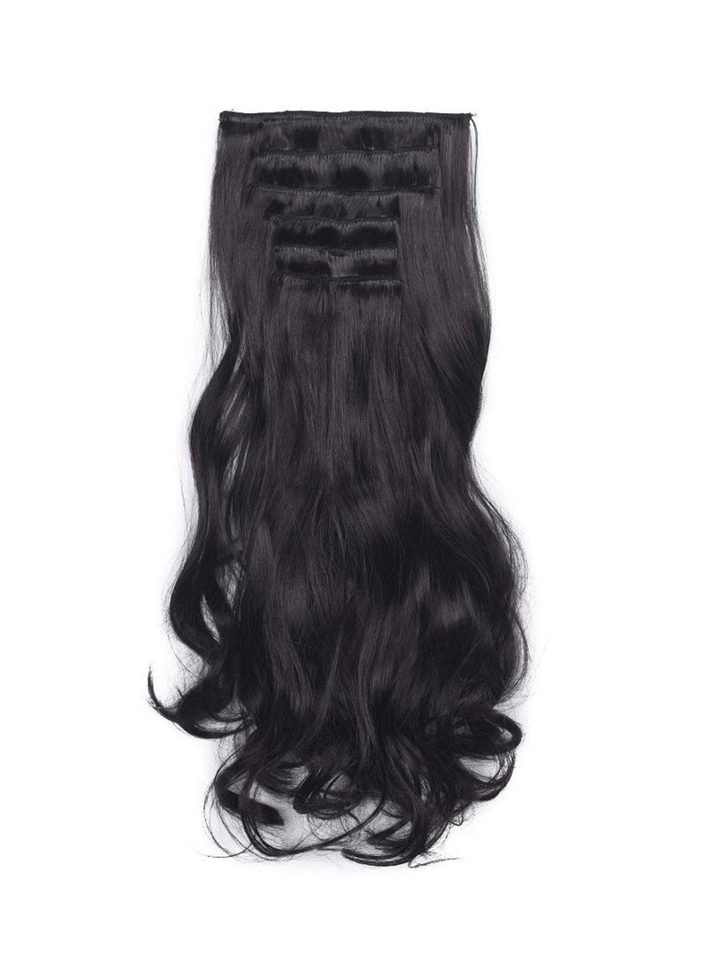 6pcs Clip in Hair Extensions for Women 50cm, Heat Resistant Synthetic Fiber Long Wavy Hairpieces Thick Clip in Hair Extensions with 16 Invisible Clips Natural Black - Image 3