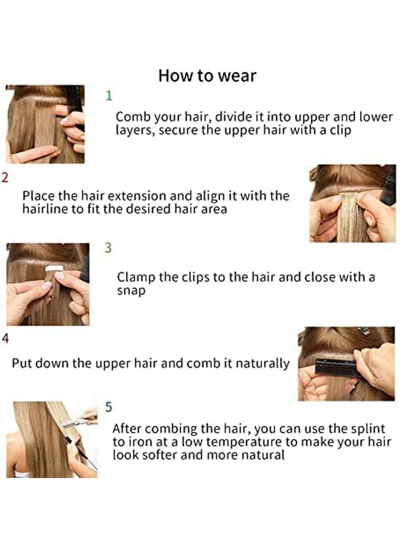 6pcs Clip in Hair Extensions for Women 50cm, Heat Resistant Synthetic Fiber Long Wavy Hairpieces Thick Clip in Hair Extensions with 16 Invisible Clips Natural Black - Image 4