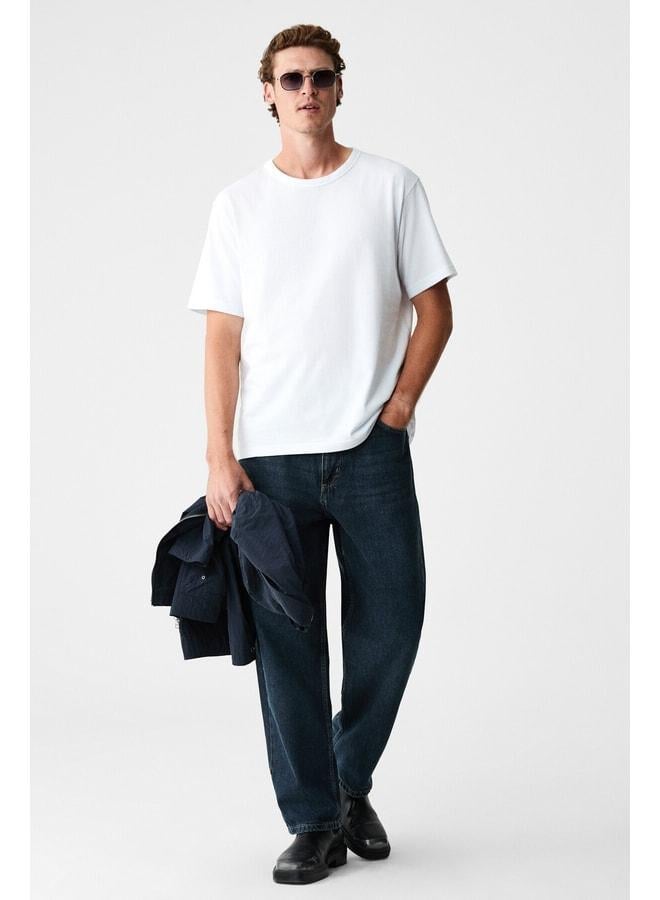 GRIMELANGE PELTZ Men's Relaxed Crew Neck Short Sleeve White T-Shirt. - Image 3