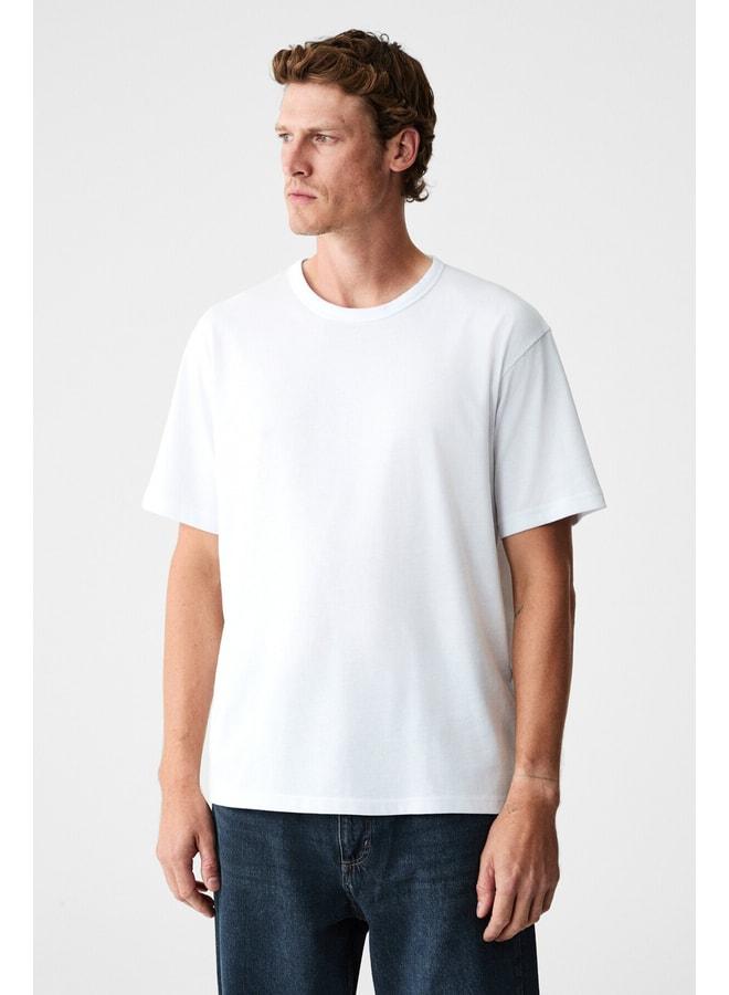 GRIMELANGE PELTZ Men's Relaxed Crew Neck Short Sleeve White T-Shirt. - Image 1