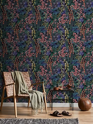 Vintique Floral Peel and Stick Wallpaper Boho Wall Paper Removable Waterproof GreenYellowOrange Contact Paper for Bedroom BathroomCabinetKitchenHome Wall 173 x 2363 - Image 3