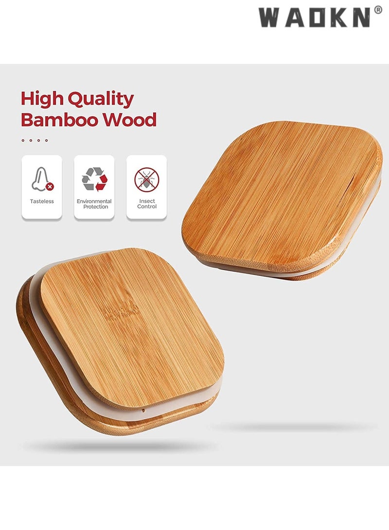 WAOKN 3-Piece Set of Square Glass Storage Jars with Wooden Lids, 1000MLAirtight Food Containers, Preservation Jars & Storage Boxes for Pasta, Flour, Grains, Spices, Tea, Coffee Beans, & Other Kitchen Staples - Perfect for Long-Term Food Preservation & Organization - Image 4