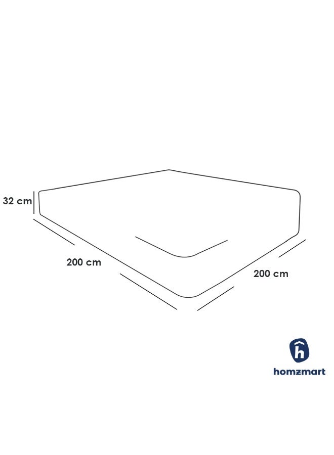 Homzmart Foam Super king Mattress 32×200×200 cm - White & Blue - Image 2