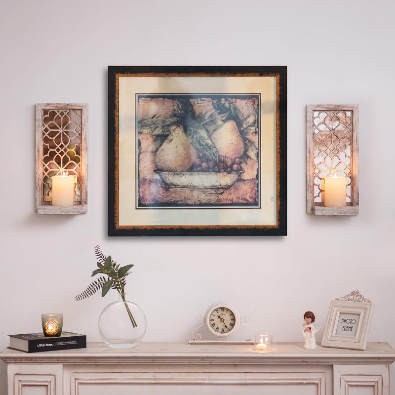 Walasis Wood Small Wall Shelves for Candle - Decorative Farmhouse Floating Shelf Candle Sconces for Wall Decor - Rustic Carved Floating Shelf Wooden Shelving for Bathroom Bedroom - Image 3