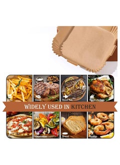 McDou Air Fryer Disposable Paper Liner Square Parchment Cooking Non-Stick Baking Roasting Food Grade Paper for Air Fryer Microwave Oven Frying Pan Oil-proof Water-proof (100PCS 7.9 Inch Natural)  - Image 2