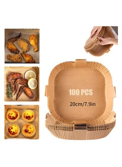 McDou Air Fryer Disposable Paper Liner Square Parchment Cooking Non-Stick Baking Roasting Food Grade Paper for Air Fryer Microwave Oven Frying Pan Oil-proof Water-proof (100PCS 7.9 Inch Natural)  - Image 1