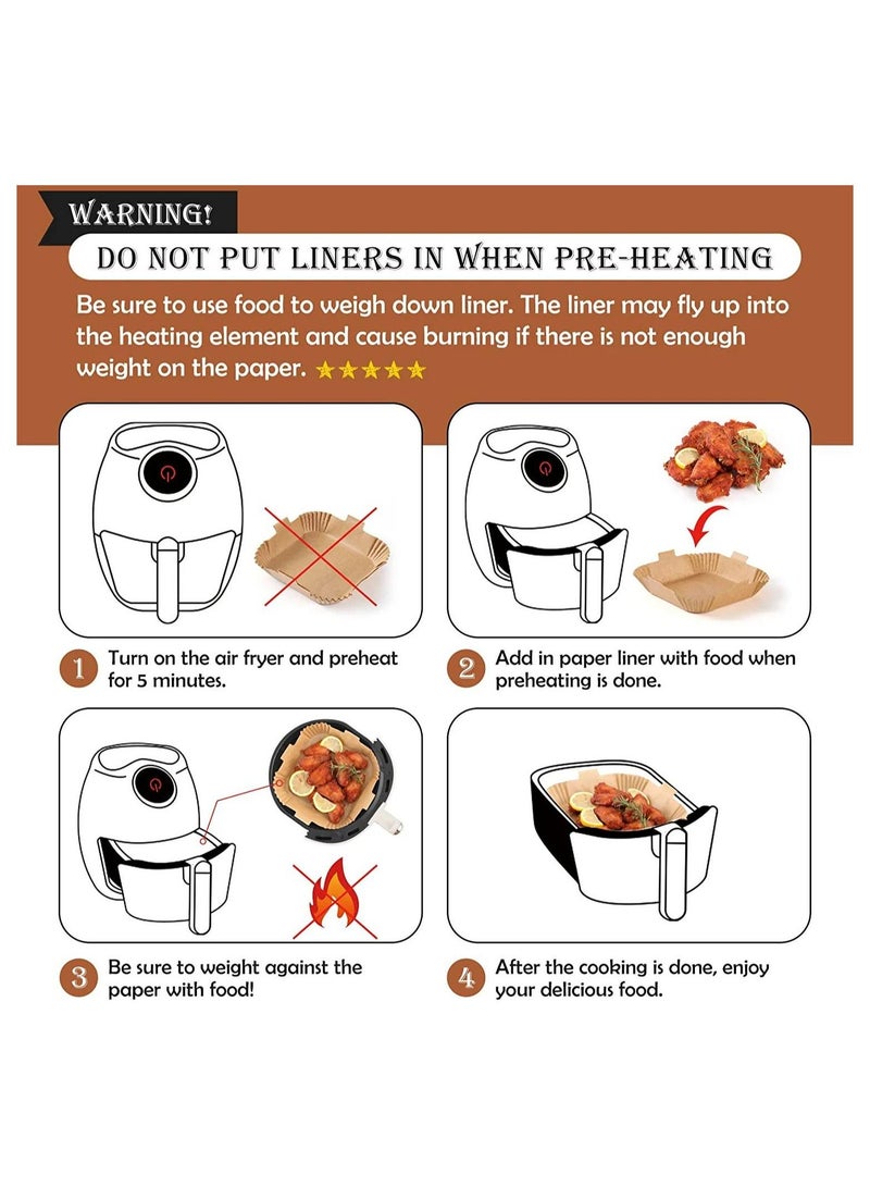 ماكدو مقلاة هوائية يمكن التخلص منها ورقة بطانة مربعة للطبخ غير لاصقة للخبز وتحميص ورق الطعام لمقلاة الهواء وفرن المايكرويف ومقاوم للزيت ومقاوم للماء (100 قطعة 7.9 بوصة طبيعية) - Image 4