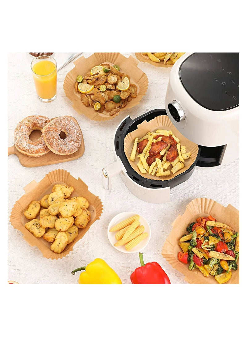 ماكدو مقلاة هوائية يمكن التخلص منها ورقة بطانة مربعة للطبخ غير لاصقة للخبز وتحميص ورق الطعام لمقلاة الهواء وفرن المايكرويف ومقاوم للزيت ومقاوم للماء (100 قطعة 7.9 بوصة طبيعية) - Image 3