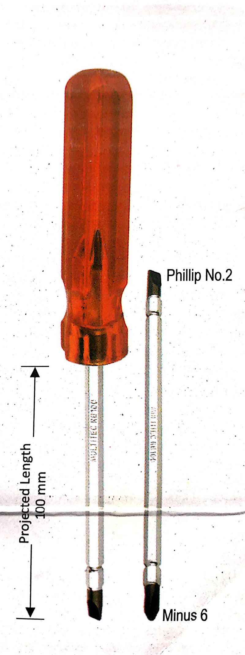 H9 2-in-1 Reversible Screwdriver with Hexagon Shaft And Extra Hard Flat And PH2 Tips as R6100 (Silver, 100mm x 6mm) Set of 2 Pcs - Image 2