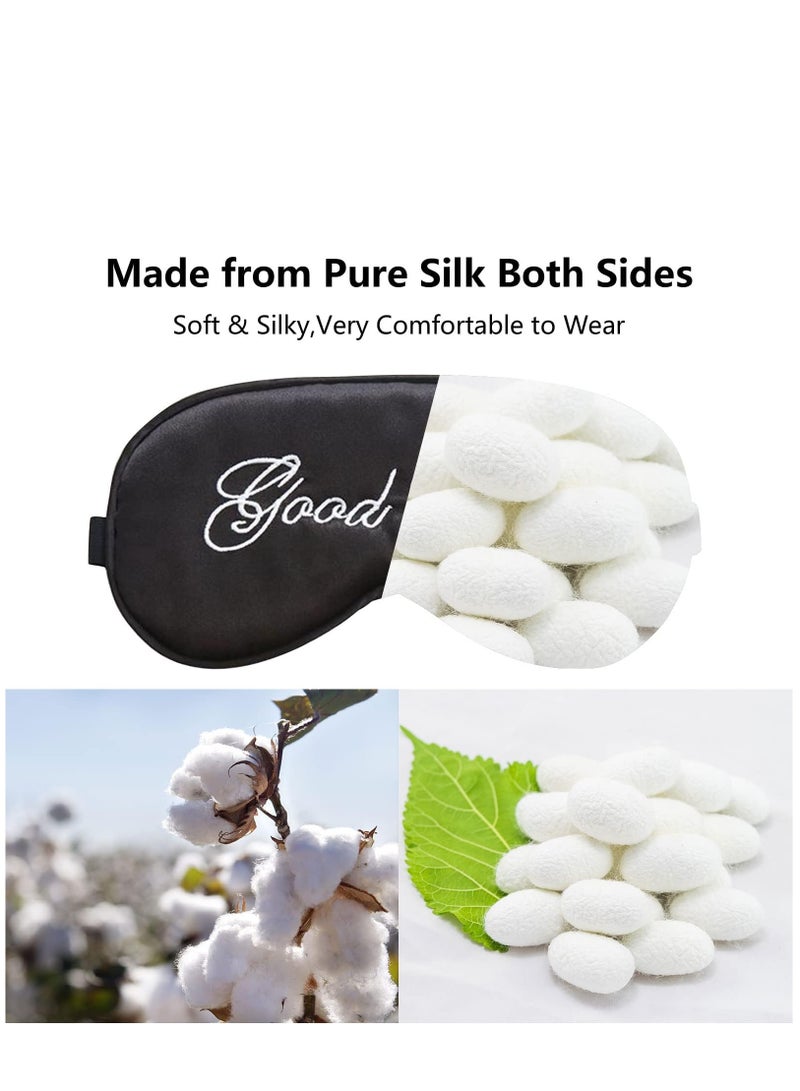 KASTWAVE Eye Mask for Sleeping, Silk Sleep Mask with Adjustable Strap Soft and Breathable Blackout Blindfold Night Eye Shade Cover for Travel, Lunch Breaks (Black +Pink) - Image 5