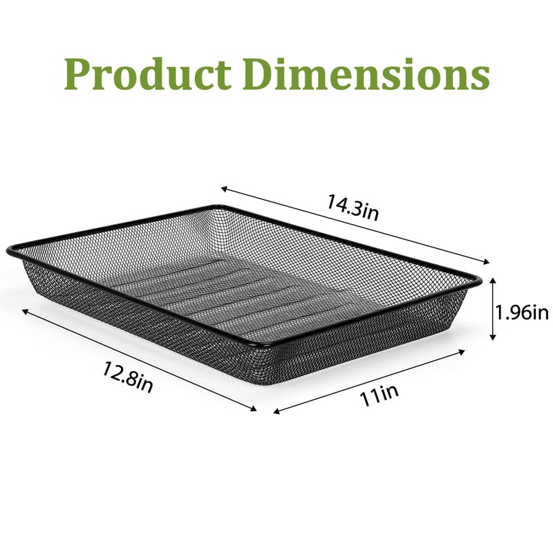 AZFUNN Office Metal Mesh Basket for Desk, Single Paper Tray Organizer, Turn in Trays Classroom, Flat Mail Letter Storage Basket for Office Home Drawers School, Black (5 Pack) - Image 2