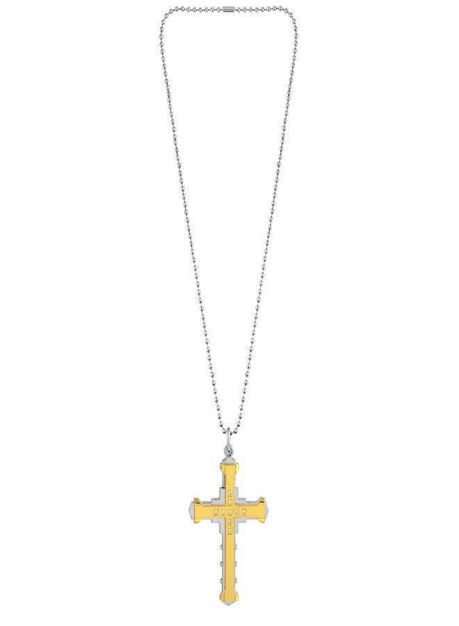 Memoir Stainless Steel Two colour CZ Heavy Cross Crucifix chain pendant Christian jewellery Men Women (PCMC8518) - Image 3