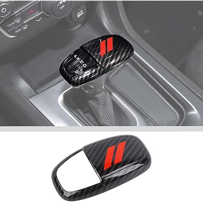 rayihni JWWY Gear Shift Knob Cover for Dodge Challenger Charger 20152024  Durango Interior Accessories Red Carbon Fiber - Image 1