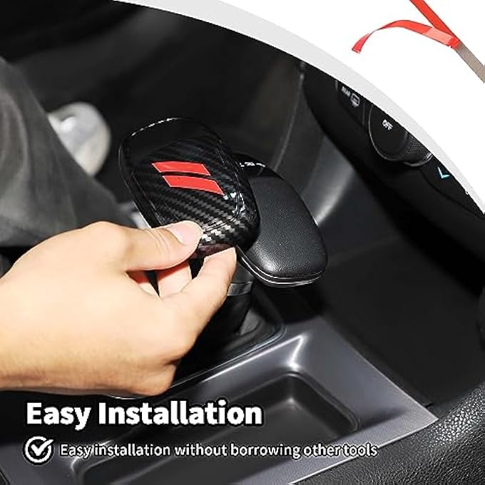 rayihni JWWY Gear Shift Knob Cover for Dodge Challenger Charger 20152024  Durango Interior Accessories Red Carbon Fiber - Image 5