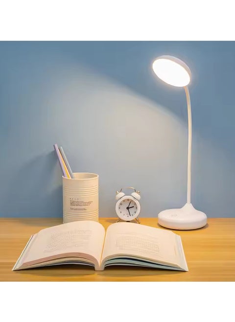 Rechargeable touch LED desk lamp with on/off switch and touch light control to protect the eyes of children, students, studying and reading, white color