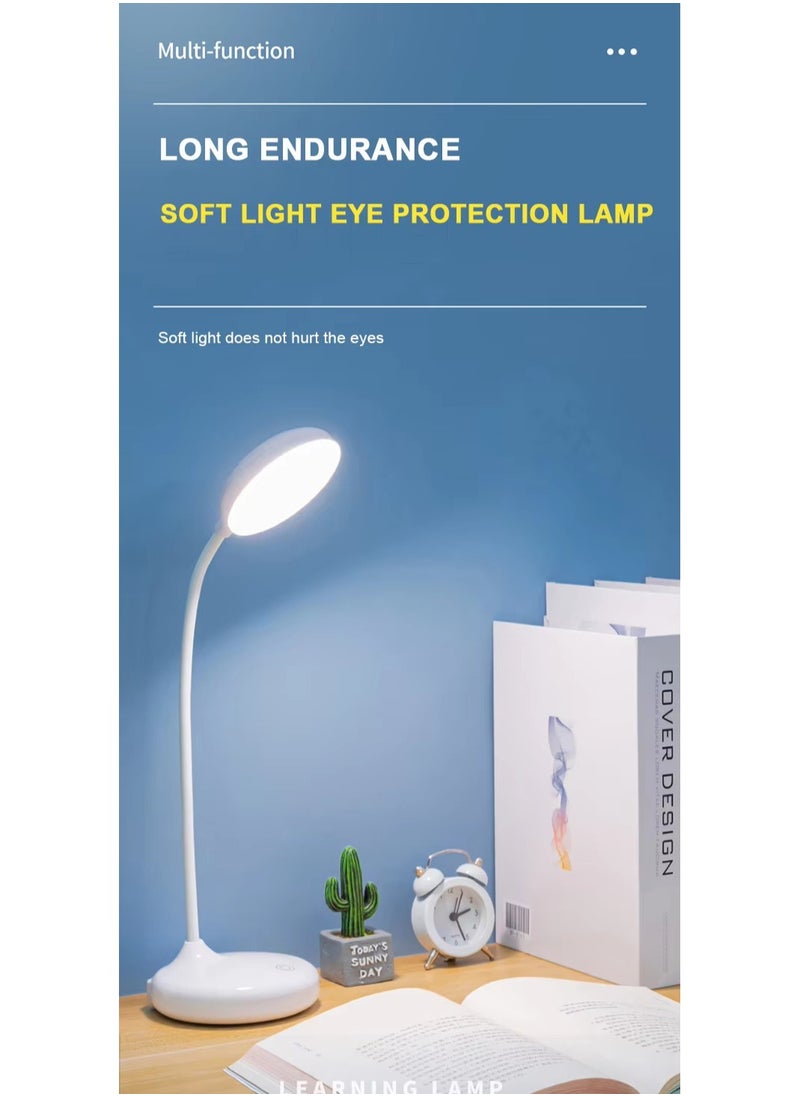 Generic - Rechargeable touch LED desk lamp with on/off switch and touch light control to protect the eyes of children, students, studying and reading, white color - Image 1