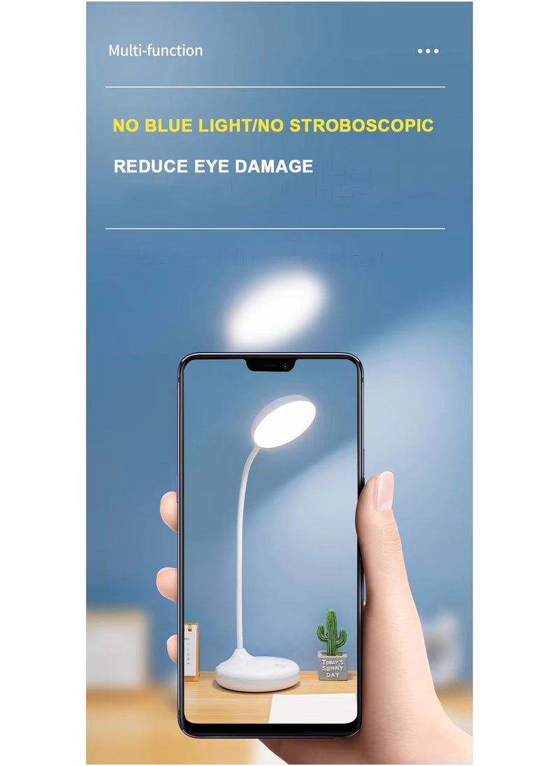 Generic - Rechargeable touch LED desk lamp with on/off switch and touch light control to protect the eyes of children, students, studying and reading, white color - Image 1