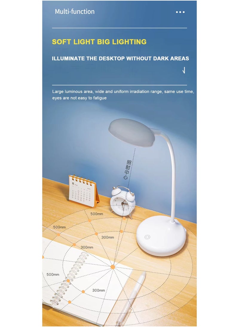 Generic - Rechargeable touch LED desk lamp with on/off switch and touch light control to protect the eyes of children, students, studying and reading, white color - Image 1