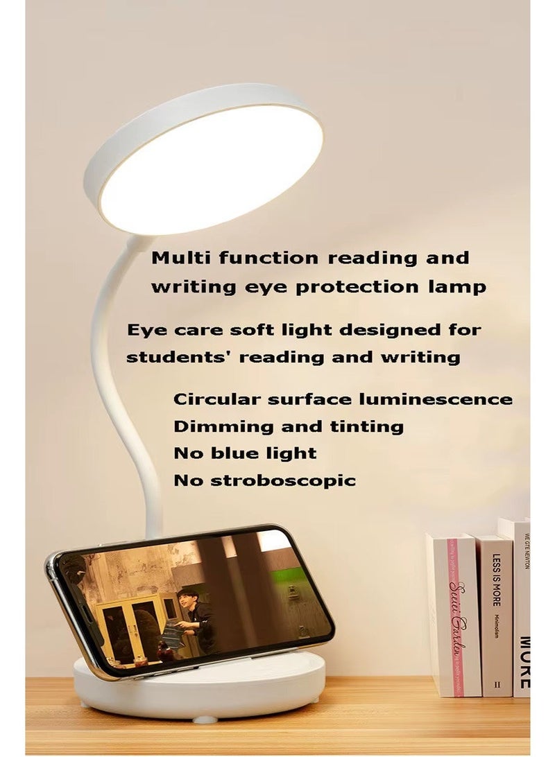 اباجوره مكتب LED تعمل باللمس قابل لاعادة الشحن ومفتاح تشغيل/ايقاف مع تحكم ضوء باللمس لحماية عيون الاطفال والطلاب والدراسة والقراءة لون ابيض - Image 2
