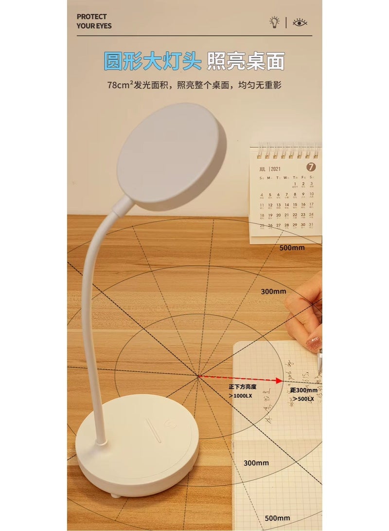 اباجوره مكتب LED تعمل باللمس قابل لاعادة الشحن ومفتاح تشغيل/ايقاف مع تحكم ضوء باللمس لحماية عيون الاطفال والطلاب والدراسة والقراءة لون ابيض - Image 4