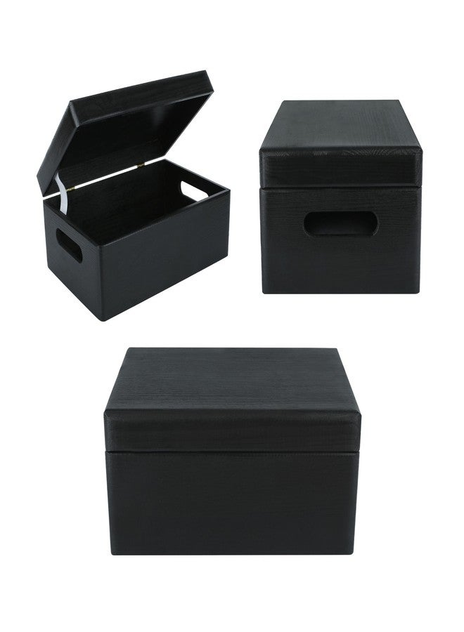 Creative Deco Large Black Plain Wooden Storage Box | 30 x 20 x 14 cm (+/-1 cm) | Hinged Lid & Handles | Gift Christmas Xmas Box Kitchen Storage | UNSANDED Wood Keepsake Memory Craft Chest - Image 5
