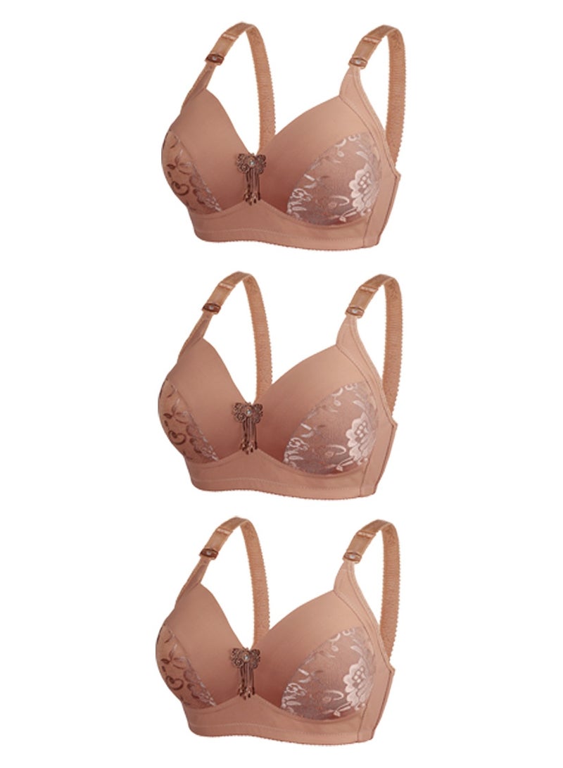 3-piece Set Of Large-Size D-cup Bras Without Underwire For Middle-aged And Elderly People - Image 1