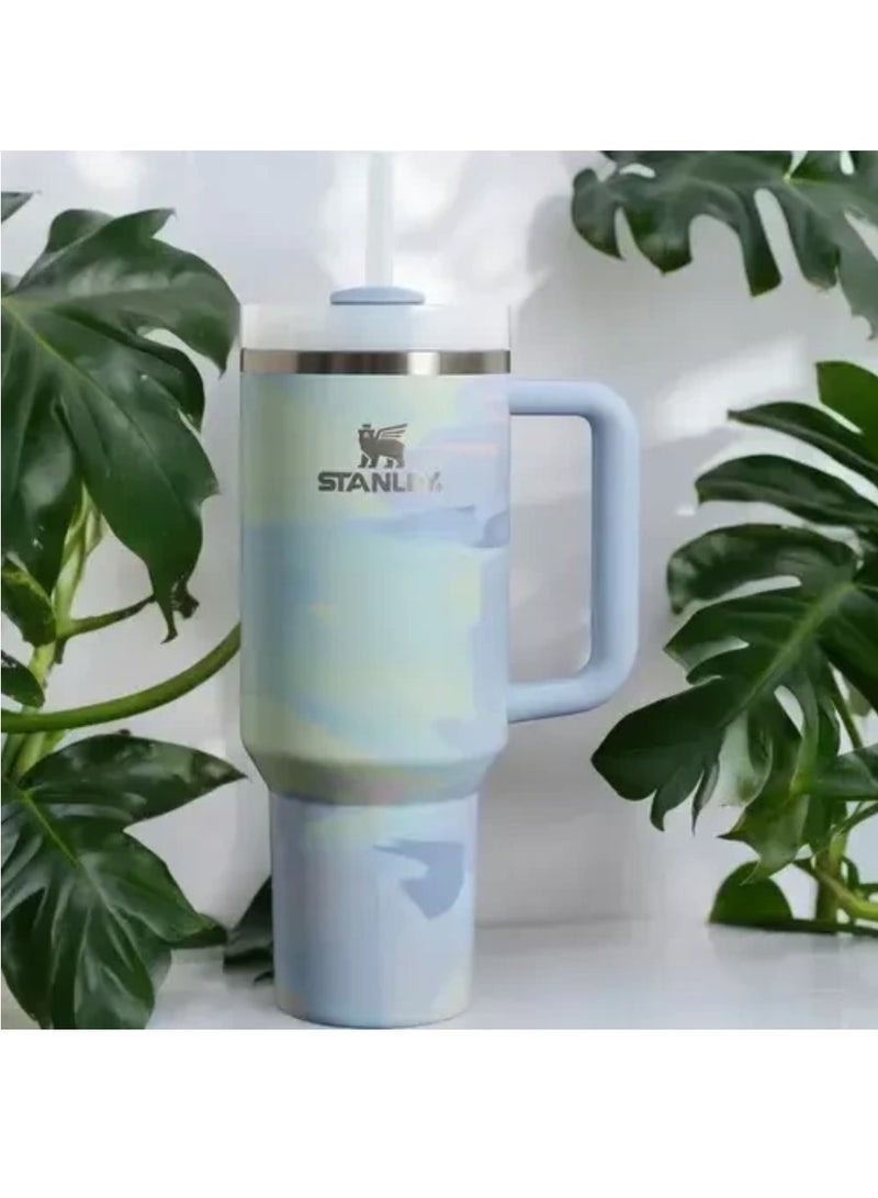 Stanley Adventure Quencher H2.0 40oz (1.18L) Insulated Water Bottle - Color: Cool Serene Brushstroke - Large Capacity, Leak-Proof, Durable, Sweat-Free Design for Hydration on the Go – Perfect for Sports, Travel & Outdoor Adventures - Image 1