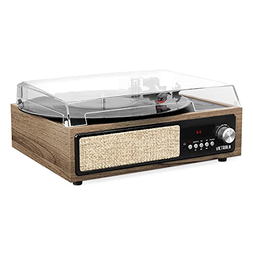 Victrola 3-in-1 Bluetooth Record Player with Built in Speakers and 3-Speed Turntable, Farmhouse Walnut - Image 2