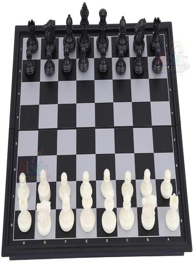 Rahasya Enterprise Magnetic Chess Board Game Set for Kids & Adults/Folding Design Indoor Outdoor Educational Travel Toys Tournament Chess Best for Adults (Black & White Small Size) - Image 1