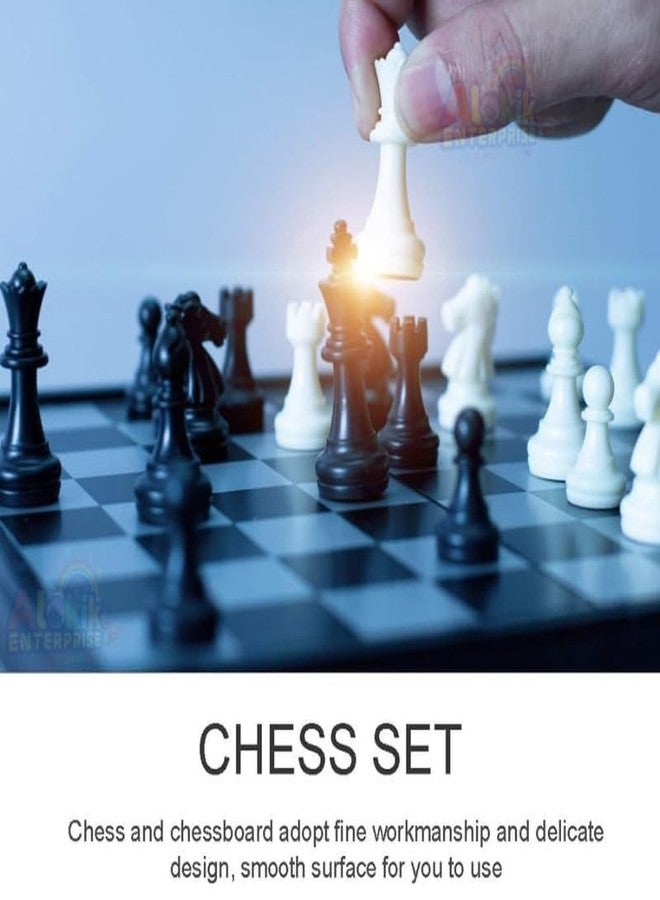 Rahasya Enterprise Magnetic Chess Board Game Set for Kids & Adults/Folding Design Indoor Outdoor Educational Travel Toys Tournament Chess Best for Adults (Black & White Small Size) - Image 3