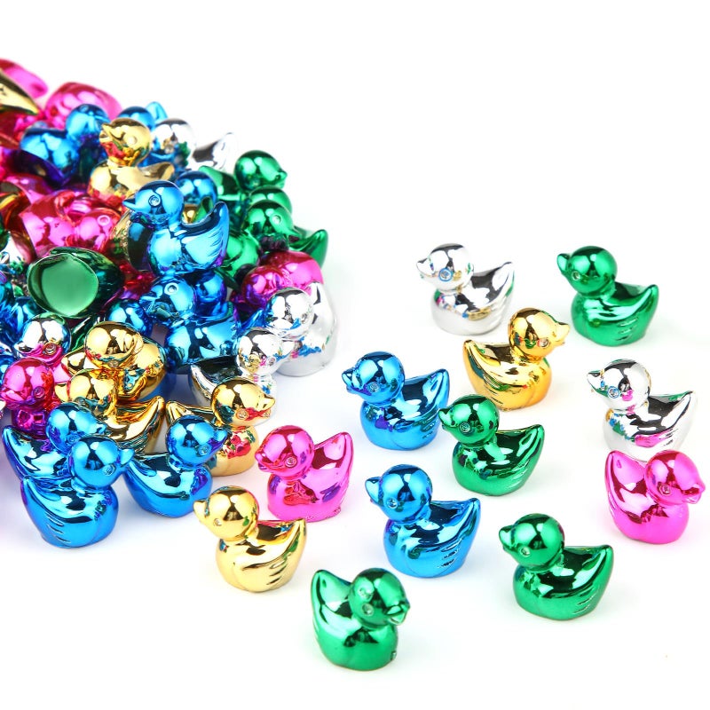 Blueweenly 100 Pcs Shiny Mini Duck Figures Colorful Electroplate Duck Statue Decor Micro Garden Landscape Animal Sculpture Aquarium Hide and Seek Cake Decoration DIY Charms for Party Gift - Image 1