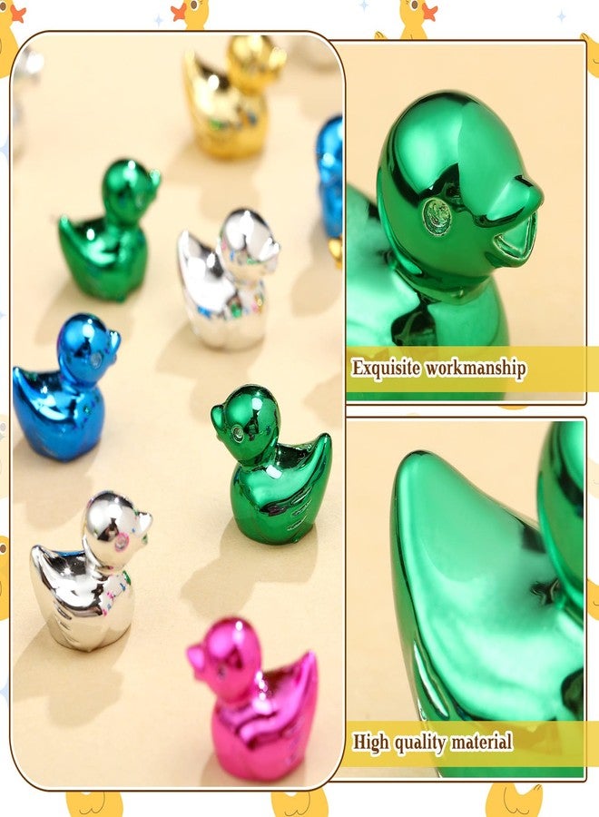 Blueweenly 100 Pcs Shiny Mini Duck Figures Colorful Electroplate Duck Statue Decor Micro Garden Landscape Animal Sculpture Aquarium Hide and Seek Cake Decoration DIY Charms for Party Gift - Image 4