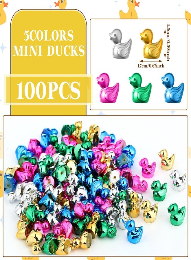 Blueweenly 100 Pcs Shiny Mini Duck Figures Colorful Electroplate Duck Statue Decor Micro Garden Landscape Animal Sculpture Aquarium Hide and Seek Cake Decoration DIY Charms for Party Gift - Image 3