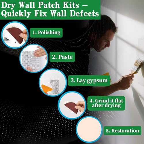 VUTHLRV 14 Pack Drywall Repairs Patch, Drywall Repair Kit with Extended Self-Adhesive Mesh, Wall Patch Repair Kit, Dry wall Repair Tool, Drywall Patch Wall Repair Patch Kit, 2 Inch Drywall Hole Repair Patch - Image 2