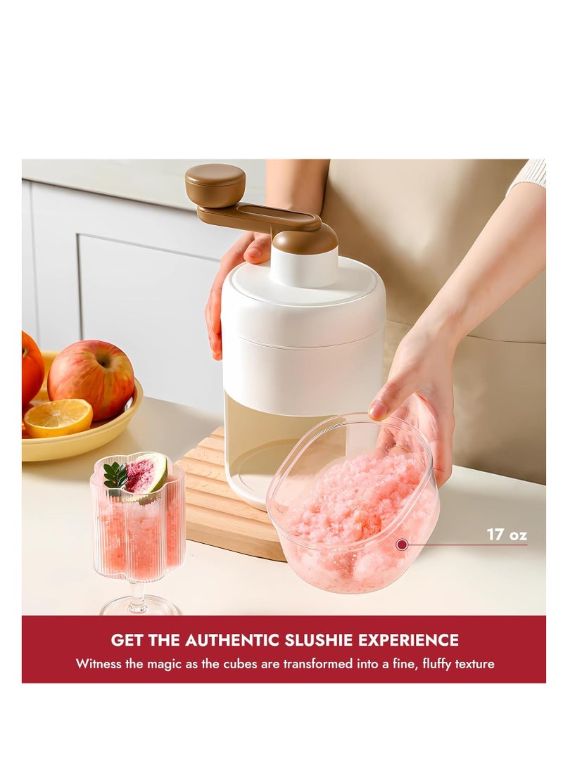 Snow Cone Machine Manual, Shaved Ice Maker Machine for Home, Ice Shaver Hand Crank, Slushy Maker Machine, Ice Crusher for Snow Cones, Ideal for Outdoor Picnics, Portable